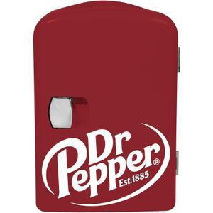 CURTIS MIS135DRP DR. Pepper Mini Portable Compact Personal Fridge Cooler, 4 Liter Capacity, 6 Cans, Makeup, Skincare, Freon-Free & Eco Friendly, Maroon