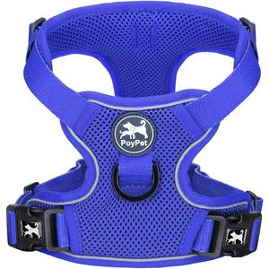 PoyPet Reflective Soft Breathable Mesh Dog Harness Choke-Free Double Padded Vest with Adjustable Neck and Chest(Royal Blue,XS)