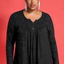 RITERA Plus Size Long Sleeve Tunic Tops for Women Henley V Neck T-Shirt V Neck Casual Blouses Fall Winter Halloween Christmas (Black, XL)