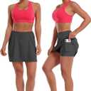 BUBBLELIME Women Adjustable Running Tennis Skort Pockets Workout Golf Skirt (Gray, L)