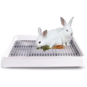 Oncpcare 22x18 Super Large Rabbit Litter Box with Grate for Cage, Extra Large Bunny Restroom Tray Pan Toilet, Fits 2 Rabbits