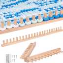 39'' Chunky Blanket Loom, Installation Free Knitting Loom for Beginners, Foldable Hand Knitting Yarn Chunky Blanket Kit for DIY Throw Blankets, Wooden Weaving Loom Craft Tools