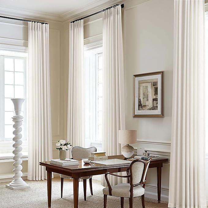 Natural Pinch Pleat Linen Curtains 96 Inch Length 6 Panels Set for Bedroom Dining Room Semi Sheer Linen Boho Farmhouse Neutral Window Curtains 96 Inches Long for Living Room Nursery 50x96