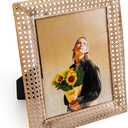 BONNY DODO Gold 8x10 Picture Frames Glass, Bamboo Decor Picture Frame Wall or Tabletop Display, Ornate Art Vintage Photo Frames for Home Office Wall Dcor (Gold Bamboo Weaving 8 * 10)