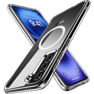 for Samsung Galaxy S21+ Plus Clear Case with Magnetic, Anti-Yellowing TPU & PC Back Cover Camera Protection, Wireless Charging Compatible