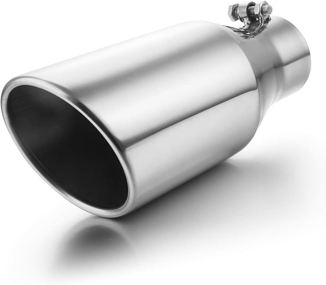 Exhaust Tip 3" Inlet to 5" Outlet, A-KARCK 12" Overall Length Polishing Bolt On Exhaust Tailpipe Tip Protect Tailpipe