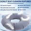3 Pack Inflatable Donut Pillow, Portable Hemorrhoid Pillow, Butt Pillows for Sitting Tailbone, Seat Donut Cushions for Pressure Relief for Home, Office or Car (Rose red, Light Blue, Gray)