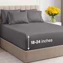 Extra Deep King Sheet Set - 6 Piece Breathable & Cooling Sheets - Hotel Luxury Bedding Set w/18-24 Inch Extra Deep Pockets - Easy & Secure Fit - Super Soft, Wrinkle Free and Comfy - Grey, King Size (07 - Dark Grey)