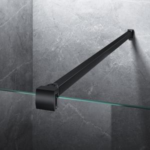 Frameless Shower Door Support Bar, Stainless Steel Wall-to-Glass Support Arm to Fixed Shower Glass Panel, for 1/4"-3/8" (6-10 mm) Door, 180° Pivot & Stow-Flat Mode (Matte Black, 31.5-inch(800mm))