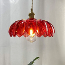 Vintage Red Lotus Flower Glass Ceiling Pendant Light