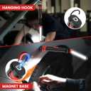 2 x Rechargeable Work Light 2500mAh Magnetic LED Work Light Flashlight Mechanic Light Tool for Men Him, Foldable Lamp with Hook for Car Repair Emergency BBQ Grill (2 Pack)