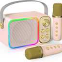 LED Kids Karaoke Machine-Portable Bluetooth Speaker & Microphones | White Elephant Gifts | Christmas Stocking Stuffer | Birthday Toys for 3-12+ Years Old Girls Boys(Colorful)