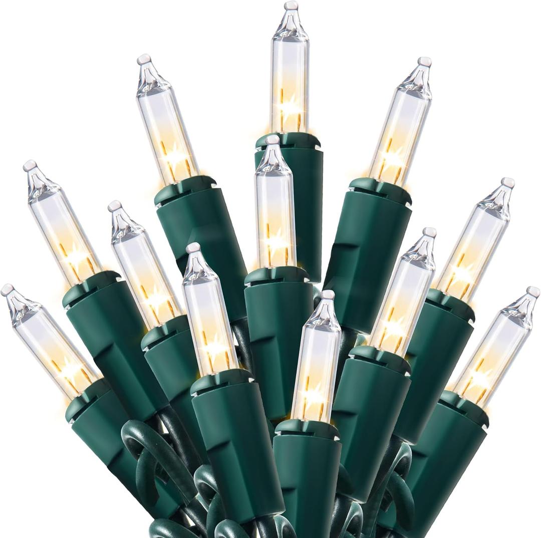 Joiedomi Clear Christmas String Lights Indoor,100 Count Mini White Fairy Light Outdoor, 19.4 FT Decor for Patio Dorm Classroom Bedroom Holiday Wedding Party Garland Birthday Festival, Green Wire