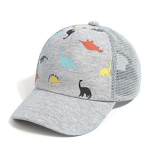 Duoyeree Toddler Baseball Cap with Dinosaur Print and Solid Color for Baby Boys and Girls Gray 