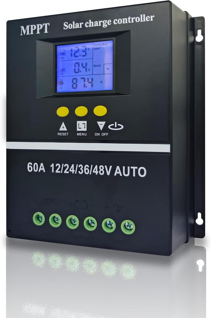 MPPT 36V/48V/24V/12V Solar Charge Controller Tools 100A/80A/60A LCD Dual USB Lead Acid Lithium Batteries Quick Charger (60A)