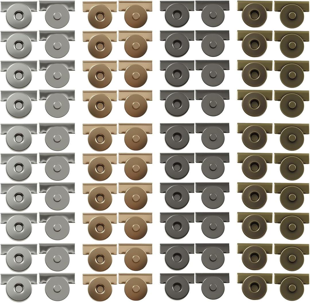 Vvluvva Magnetic Snaps for Purses and Totes, No-Sew Metal Magnetic Button Clasps in 4 Colors, Purse Closure for Bags, Wallets, Clothes, Leather and DIY Craft Projects Accessories (Mixed colors-40)