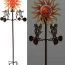 Sunset Vista Designs Southwest Wind Spinner - Solar Powered LED Lighted Yard Décor with Sensor, 42.75" Tall, Kokopelli