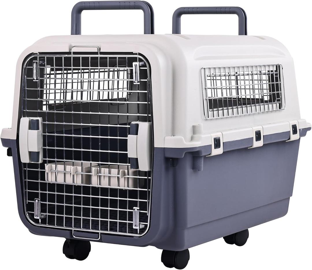Elevon Plastic Kennels, Plastic Dog Crate, Airline Approved Pet Carrier for Dogs and Cats Longer Traveling, Medium (Medium (26.5"L x 20"W x 18.8"H))