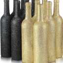 Sliner 12 Pcs Wine Bottles Glass 750ml Glitter Wine Bottles Vintage Bottles Vase for Flowers Wedding Decor Centerpiece Christmas Party Favor DIY Crafts(Black)