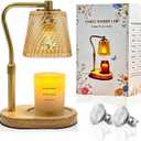 Candle Warmer Lamp with Timer Dimmable, Adjustable Wavy Amber Lamp Candle Warmer for Scented Candles, Housewarming Gift for Spring Home Decor, Women Mom Birthday Gifts with Charming Box & 2 Bulbs
