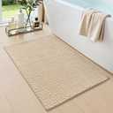 DEXI Bathroom Rugs 16x24, Non Slip Washable Bath Mat, Absorbent Chenille Bathmat, Ultra Soft Thick Carpet for Tub Shower Floor, Beige