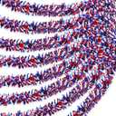 12 Pieces 79 Feet Red White Blue Tinsel 4th of July Tinsel Garland Patriotic Garland Glitter Independence Day Metallic Garland for Labor Day Decorations (Bright Style)