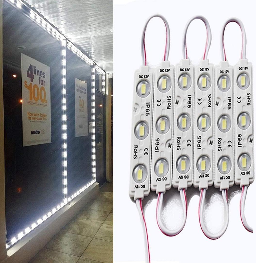 Led Module, LED Windows Lights 6000K 200pcs 100Ft 5730 SMD 150LM Per LED Module IP65 Waterproof for Letter Sign Advertising Signs with Tape Adhesive Backside (White Light,NO Power Supply)