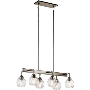 Kichler 43994AP Six Light Linear Chandelier, 10.00x32.25x17.00