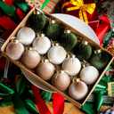 JOYIN 15 Pcs Christmas Velvet Ball Ornaments Set, 2.36'' Green Brown Neutral Tree Hanging Christmas Decorations, Xmas Shatterproof Indoor Decor for Tree Wreath Holidays Wedding Party