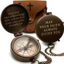 Baptism Gifts for Boys  Confirmation & First Communion Compass Gift  Catholic Christian Brass Pocket Compass with Scripture  Religious Keepsake for Christening  Gift for Godson, Son, or Grandson