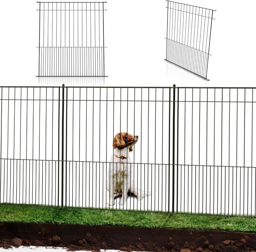 WESLEY'S CORNER Tall Fence Panels - 32”H x 29”L, No Dig Metal Fence, Heavy Duty Garden & Pet Barrier, Rustproof, Decorative Fencing for Backyards, Frontyards, Outdoors and Borders
