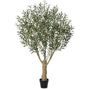 Olive Tree Artificial 6FT Tall - UV Resistant Faux Olive Trees with Strong Trunk for Outdoor - Large Potted Silk Fake Plant for Indoor Home Living Room Office Patio Decor, VN160 (Green)