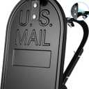 Mailbox Door Replacement,6 1/4"(W) x 8 1/4"(H) Exact Size,Black Metal Mailbox Door Front Panel with Easy Installation Kit,Fits Most Standard Curbside Residential Mailboxes