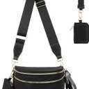 Cross Body Bag for Women Checkered Crossbody Bags Bum Bag for Women Fanny Packs for Girls Small Nylon Checkered Purse Trendy Shoulder Pouch for Womens (Black, One Size)