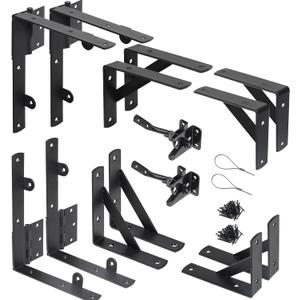 WEKIS 2 Sets Anti Sag Gate Kit Heavy Duty No Sag Kit Gate Corner Brace Bracket for Wooden Fence Gate with Self-Locking Gate Latch