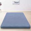 Japanese Floor Mattress, 100% High Density Comfortable Foam, 4" Thicken Foldable Mattress Tatami Mat Sleeping Pad, Ideal for Comfort and Support, Kids Floor Lounger Pillow Bed Sofa, Blue, Twin