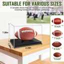 Football Display Case with Black Solid Wood Base Clear Acrylic Football Holder Display Box for Autographed Football, Full Size Football Memorabilia Showcase