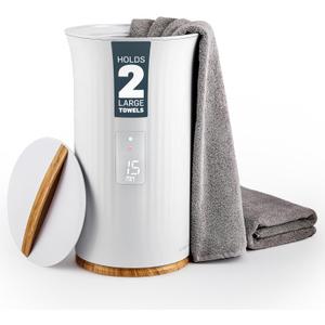 Live Fine Towel Warmer | Bucket Style Luxury Heater with LED Display, Adjustable Timer, Auto Shut-Off | Fits 40 x 70 Oversized Towel (White)