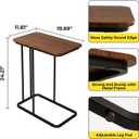 C Shaped Side Table, Small End Table MDF Black Walnut Coffee Table, Modern Simplicity C End Table with Steel Frame for Living Room, Bedroom (Black Walnut)