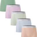 BAMBOO COOL Womens Boy Shorts Underwear Full Coverage High Waist Boxer Briefs Panties for Women 5 Pack (L)