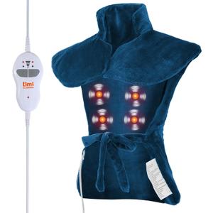 Heating pad for Neck - Wearable Electric Heating Pads for Back, Shoulder and Waist, Large Heat Pad with 4 Massage Modes & 2 Heat Levels for Women, Men, Mom, 24"x35", 4 Motor, Teal