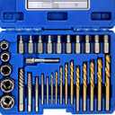XJX Screw-Extractor Set, Easy Out Bolt Extractor Set Multispline and Spiral Extractor Set | Perfect for Stripped Screws, Studs, Fittings, and Lugs, Left-Hand Drill Bits | 1/8" to 13/32"
