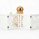 Ashfield & Harkness 4-Panel Pet Gate - Scroll White Wooden Freestanding Dog