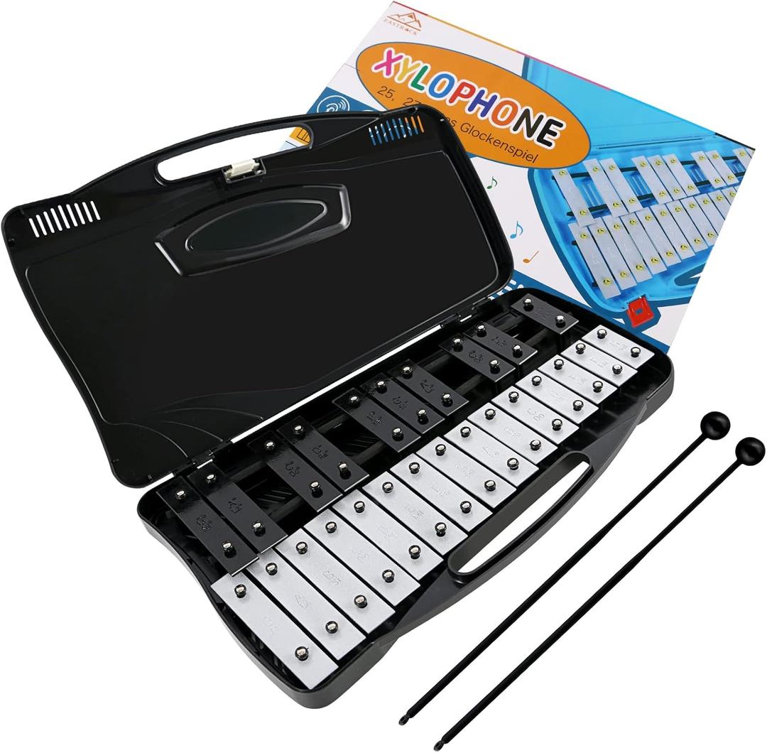 EASTROCK Xylophone, 25 Notes Glockenspiel, Professional Xylophone Instrument, Gifts (Black)