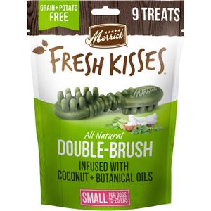 Merrick Fresh Kisses Natural Dental Chews Infused With Coconut And Botanical Oils For Small Dogs 15-25 Lbs - 9 ct. Bag