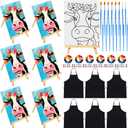 48 Pcs Pre Drawn Canvas Painting Set Sip and Paint Kit Pre Canvas for Adults Family Sip and Paint Party Favor DIY Virtual Party Gifts(Cow)