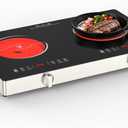 GIHETKUT Electric Cooktop,110V 2400W Stove top, Countertop Cooktop with 9 Power Levels, LED Display,Child Safety Lock, Timer,Knob and Touch Control 2 burner Electric cooktop