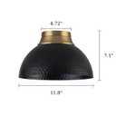 Dusklark 3 Light Black Gold Semi-Flush Mount Ceiling Light Hammered | 11.8" Metal Hallway Light Fixtures with Dome Shade, Industrial Farmhouse Bedroom Light Fixture for Kitchen Island Dining Room