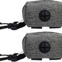 (2 Pack) Dog Poop Bag Holder for Leash,Doggie Waste Bag Dispenser Small Doggy Poop Bag Zipper Pouch with Carabiner Clip, Leash Attachment Holder for Pet Puppy Poop Bags