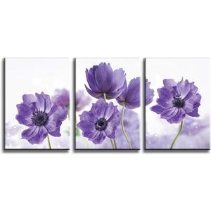 Canvas Art Wall Decor for Bedroom Purple Flower Bloom Close Up Pictures Prints on Canvas Wall Decoration for Bedroom Simple Life Modern Minimalism Artwork Framed Wall Art 3 Piece Canvas Wall Art Set